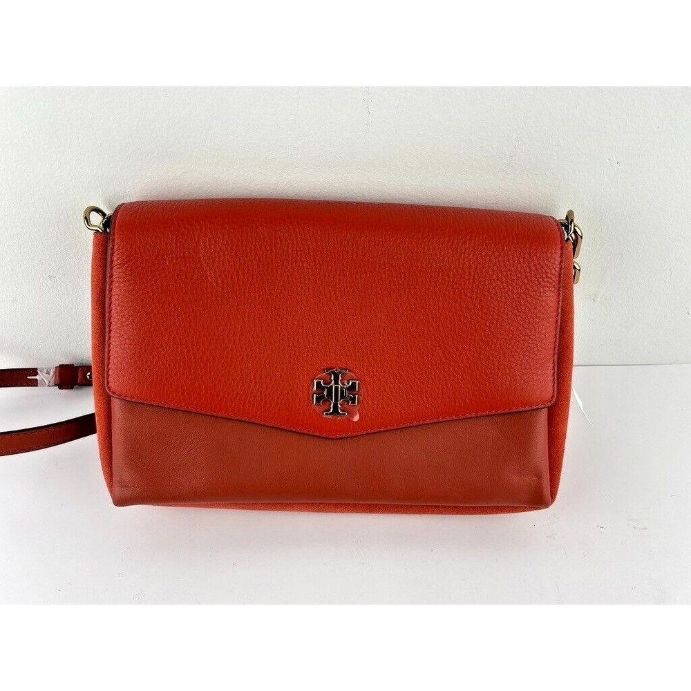 Tory Burch Kira Orange Mixed Material Double Strap Crossbody Shoulder Bag NWT